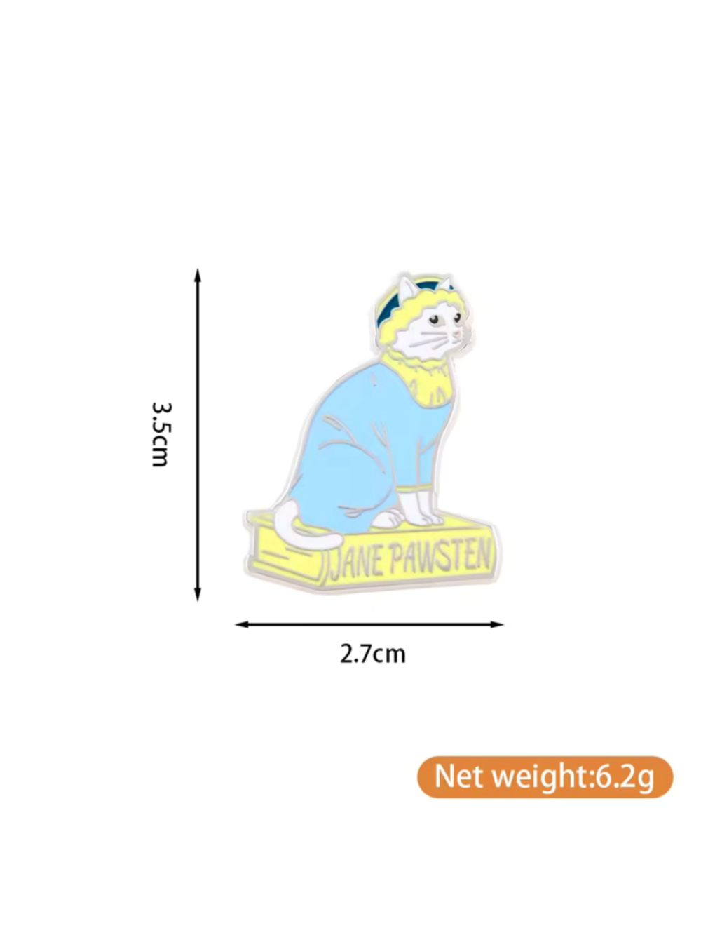 Jane Austen ‘Pawsten’ Cat Enamel Pin - Picture 3 of 3